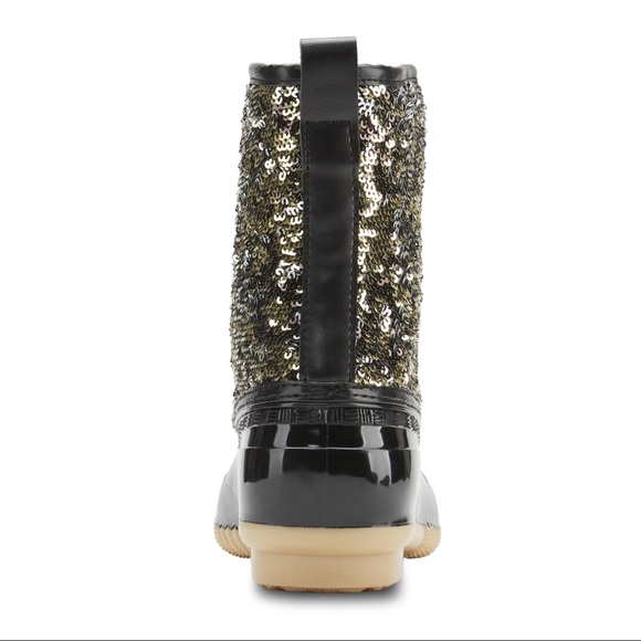NEW ARRIVALS**LADIES MULTI SEQUIN/BLACK DUCK BOOTS - Picture 5 of 5
